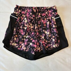 In Good State Running Short Black With Floral Print Size Medium